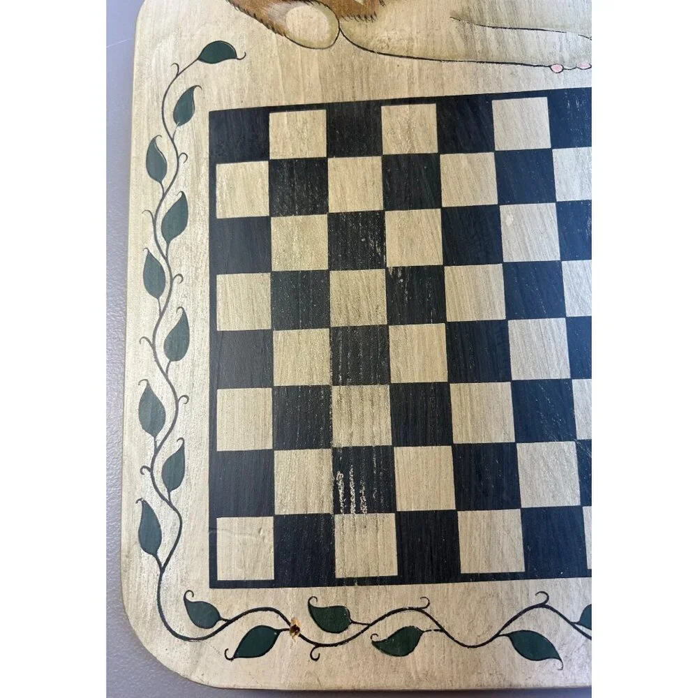 Handcrafted Wood Checkerboard with 2 Pegs Judy Phipps Easter Rabbit Wall Hanging - Picture 9 of 11